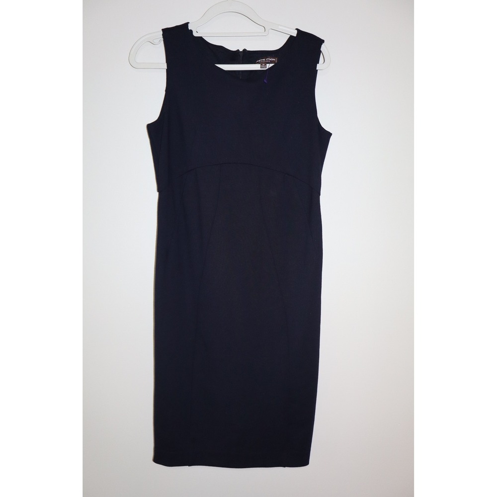 Professional Minimalist Adrienne Vittadini Dress 4P Black Sleeveless Sheath